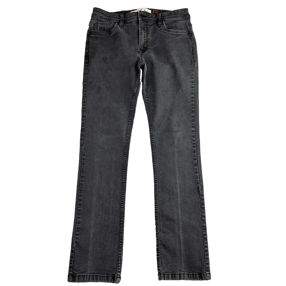 Artful Rebel Men's 34 X 32 Faded Black‎ Jeans Denim Skinny Moto Stretch Gothic